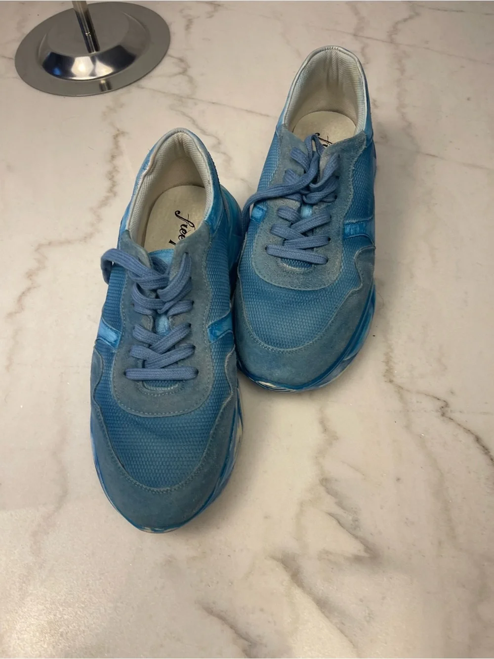 Free People turquoise Blue Mixed-Media Athletic Sneakers